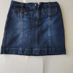 High Sierra Denim Skirt Girls Size 4 Blue Jean Ruffle Hem Y2K Casual Mini Skirt